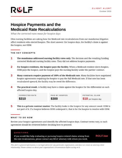 Hospice Payments and the Medicaid Rate Recalculations